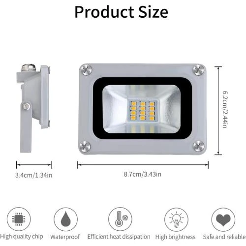 Détail de Projecteur LED 12V 10W 800lm, Éclairage Sécurisé IP66