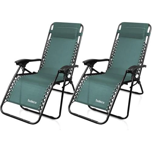 Chaise Longue Transat Jardin Pliable, Lot de 2, Vert - Vue principale