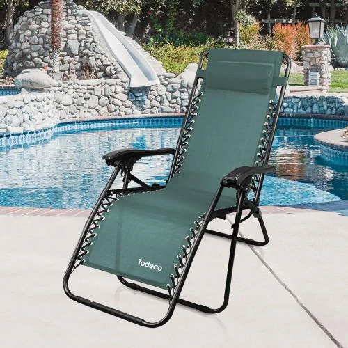 Détail de Chaise Longue Transat Jardin Pliable, Lot de 2, Vert
