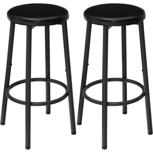 Tabourets de Bar HOOBRO, Rembourrés PU, Noir - Vue principale