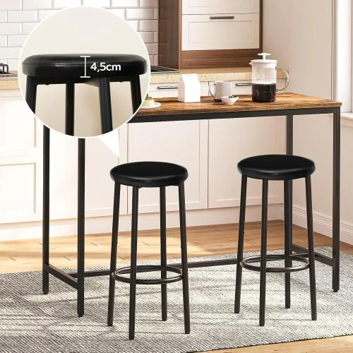 Détail de Tabourets de Bar HOOBRO, Rembourrés PU, Noir
