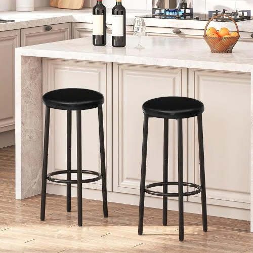 Zoom sur Tabourets de Bar HOOBRO, Rembourrés PU, Noir