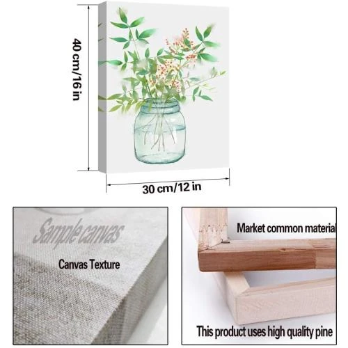Détail de Tableau Toile Plantes Vertes Aquarelle Décoration Murale