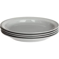 Assiettes en céramique, lot de 4, Lenox, gris, blanc