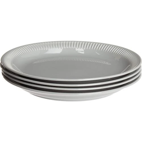 Assiettes en céramique, lot de 4, Lenox, gris, blanc - Vue principale