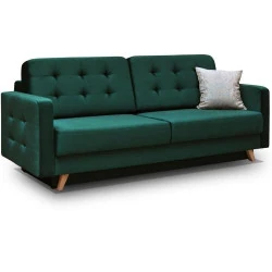 Canapé Convertible Coffre 3 Places Tissu Vert Bouteille