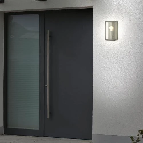 Zoom sur Applique murale extérieure verre noir IP44 E27 Briloner