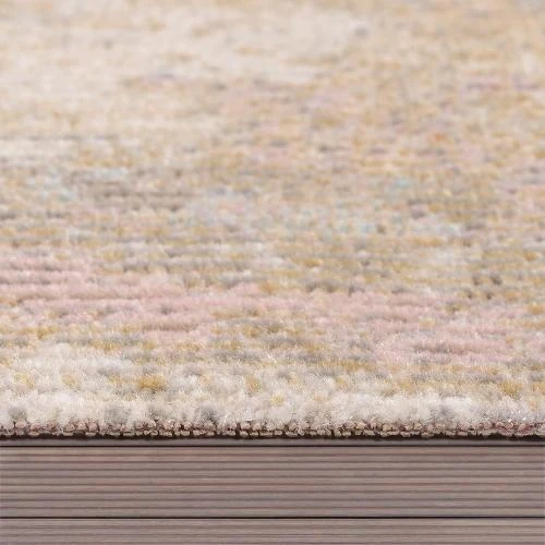 Détail de Tapis Vintage Pastel, Motifs Abstraits, Intérieur Extérieur