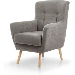 Fauteuil nordique IZAN, tissu anti-taches, gris