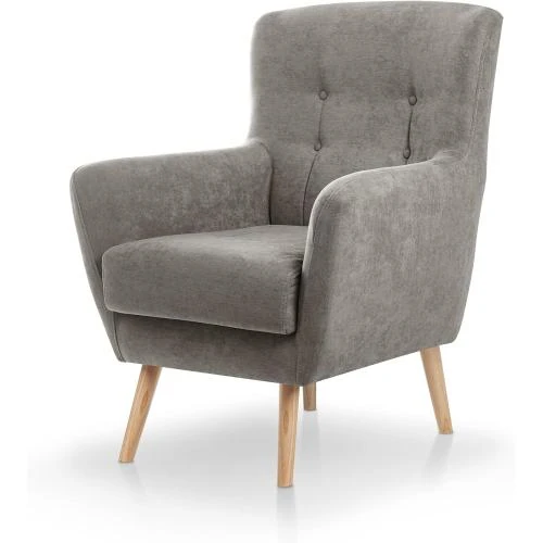 Fauteuil nordique IZAN, tissu anti-taches, gris - Vue principale