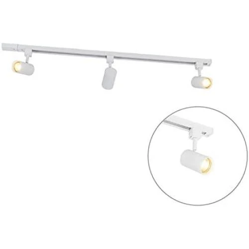 Détail de Plafonnier QAZQA rail spot 3 lumières LED blanc moderne