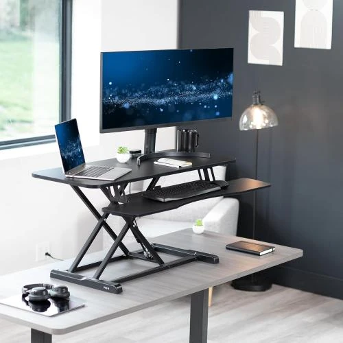 Détail de Vivo Desk V042KB Rehausseur Assis Debout, Double Moniteur