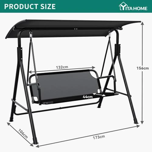 Détail de YITAHOME Balancelle Jardin 3 Places, Auvent Réglable, Noir