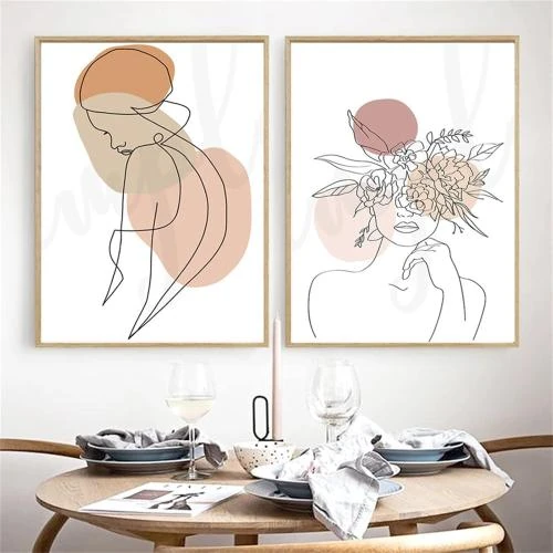 Zoom sur Zhoujinguang Lot 3 Posters Toile Abstraite Beige