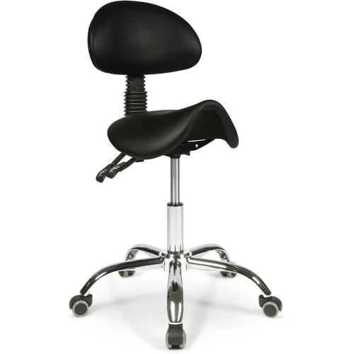 Tabouret Selle Ergonomique Noir, Dossier, Réglable - Vue principale