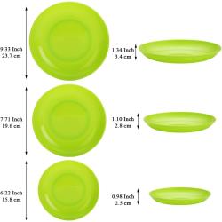 Assiettes en plastique incassables, réutilisables, lot 12 en situation