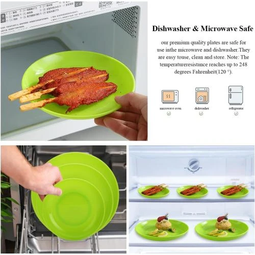 Zoom sur Assiettes en plastique incassables, réutilisables, lot 12