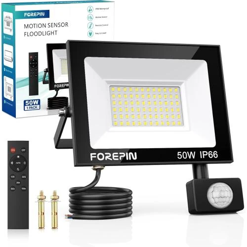 Projecteur LED extérieur, détecteur mouvement, 50W, 4500LM - Vue principale