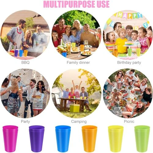 Zoom sur Gobelets en plastique colorés, 12 pièces, Generique