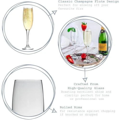 Détail de Flûtes à Champagne Argon Tableware, Lot 24 Verres 220 ML