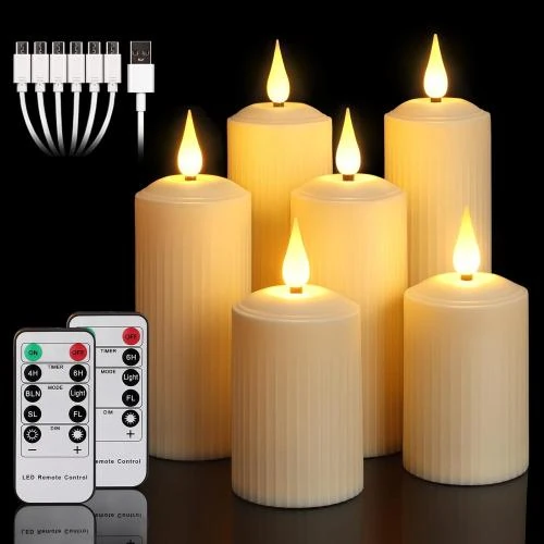 Bougies LED rechargeables Yunsheng, télécommande, étanches, ivoire - Vue principale