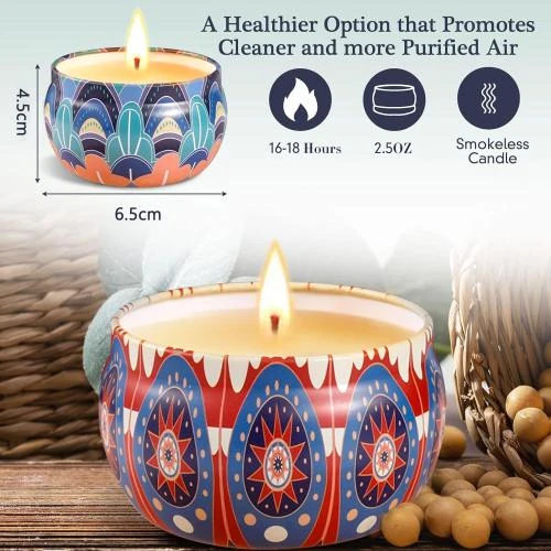 Détail de Bougie Parfumée VIPNAJI, Ensemble Cadeau 4 Pièces, Cire Soja