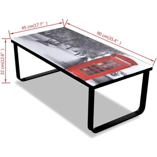Zoom sur Table Basse Verre Design Cabine Téléphonique Vidaxl