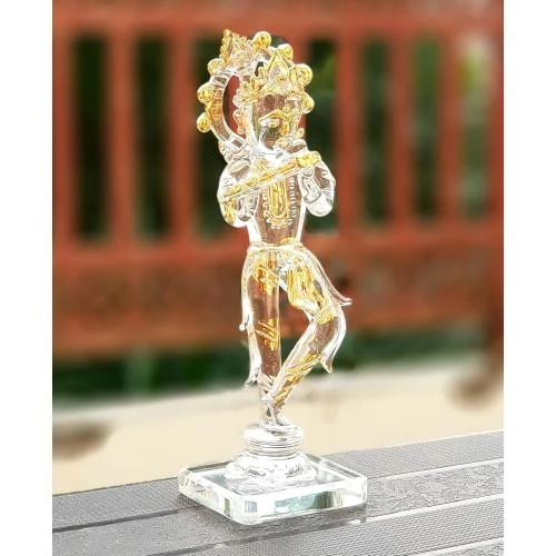Zoom sur eSplanade Krishna Kishan Murti Statue Sculpture Verre Cristal