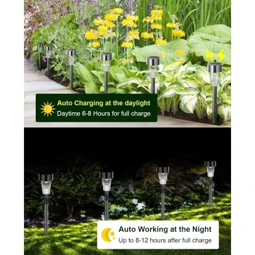 Détail de Lampe Solaire Extérieure Jardin, 12PCS, LED Etanche IP65