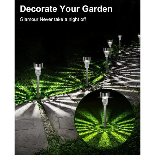 Zoom sur Lampe Solaire Extérieure Jardin, 12PCS, LED Etanche IP65