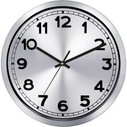 Horloge Murale Silencieuse Aluminium Argenté, Décoration Élégante