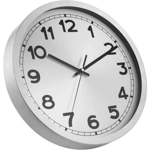 Zoom sur Horloge Murale Silencieuse Aluminium Argenté, Décoration Élégante