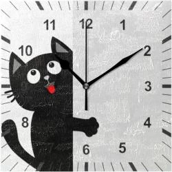 Horloge murale silencieuse carrée, design chat moderne