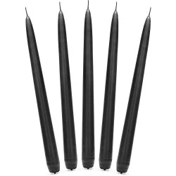 Bougies coniques PartyDeco, noir mat, lot 10 unités