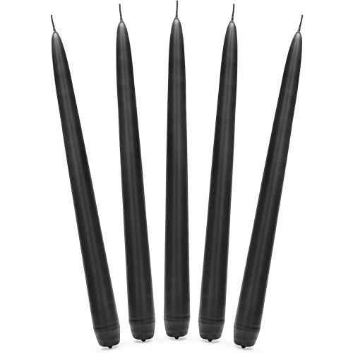 Bougies coniques PartyDeco, noir mat, lot 10 unités - Vue principale