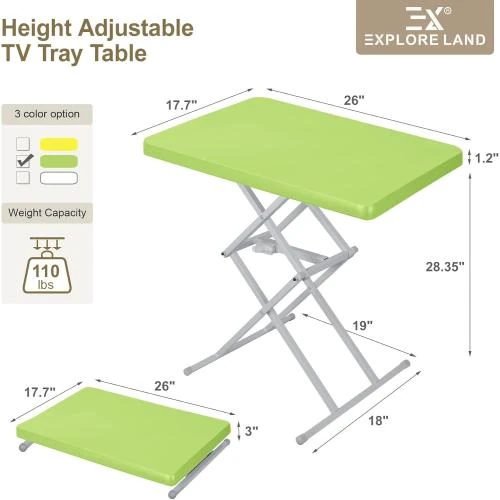 Détail de Table Pliable Explore Land, Plateau Réglable, Vert