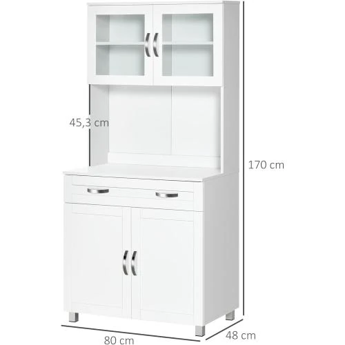 Zoom sur Buffet Cuisine Contemporain, Armoire Multi Rangement Blanc