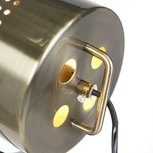 Zoom sur Lampe de table tripode Qazqa, éclairage rustique marron