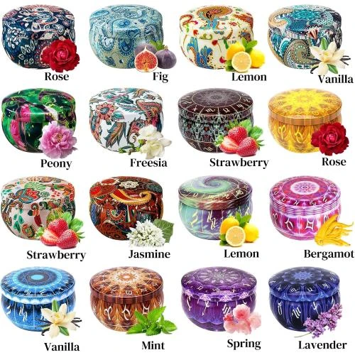 Détail de Bougies Parfumées Soja, 16pcs Aromathérapie, Cadeaux Fête