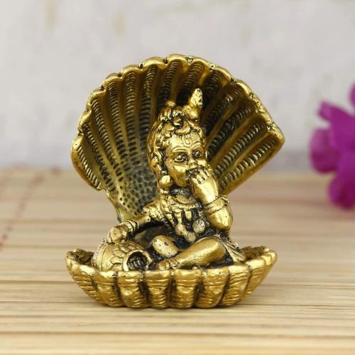 Bal Gopal Krishna Doré, Décoratif, Métal, Art Indien - Vue principale