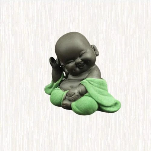 Zoom sur Statue Bouddha Rieur HEALLILY, Décoration Sculpture Verte
