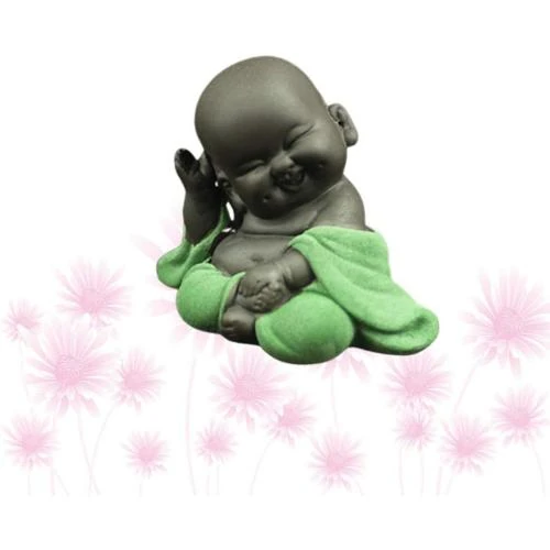 Détail de Statue Bouddha Rieur HEALLILY, Décoration Sculpture Verte