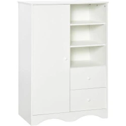 HOMCOM Armoire Rangement Blanc, 5 Étagères, 2 Tiroirs