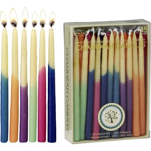 Bougies Hanukkah Multicolores, Cire d'Abeille Galvanisée - Vue principale