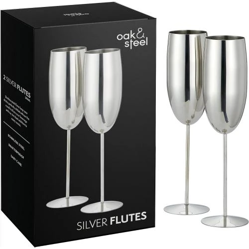Flûtes à Champagne OS Oak et Steel, Acier Inoxydable, Argent - Vue principale