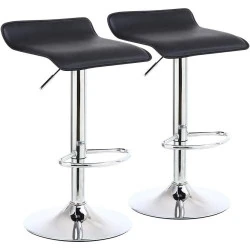Tabourets de Bar Réglables, Lot de 2, Noir PU