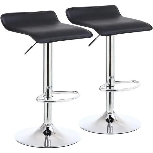 Tabourets de Bar Réglables, Lot de 2, Noir PU - Vue principale