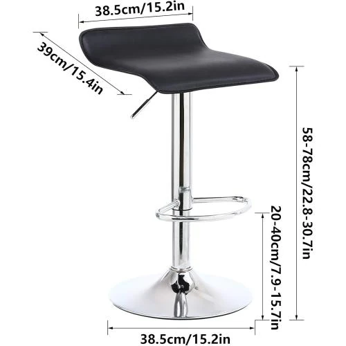 Zoom sur Tabourets de Bar Réglables, Lot de 2, Noir PU