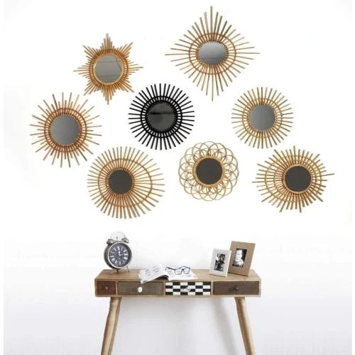 Détail de Miroir rotin Fleur AUBRY GASPARD, décoration intérieure