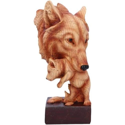 Buste Protection Naturelle, Polyresine, Effet Bois, Loup - Vue principale